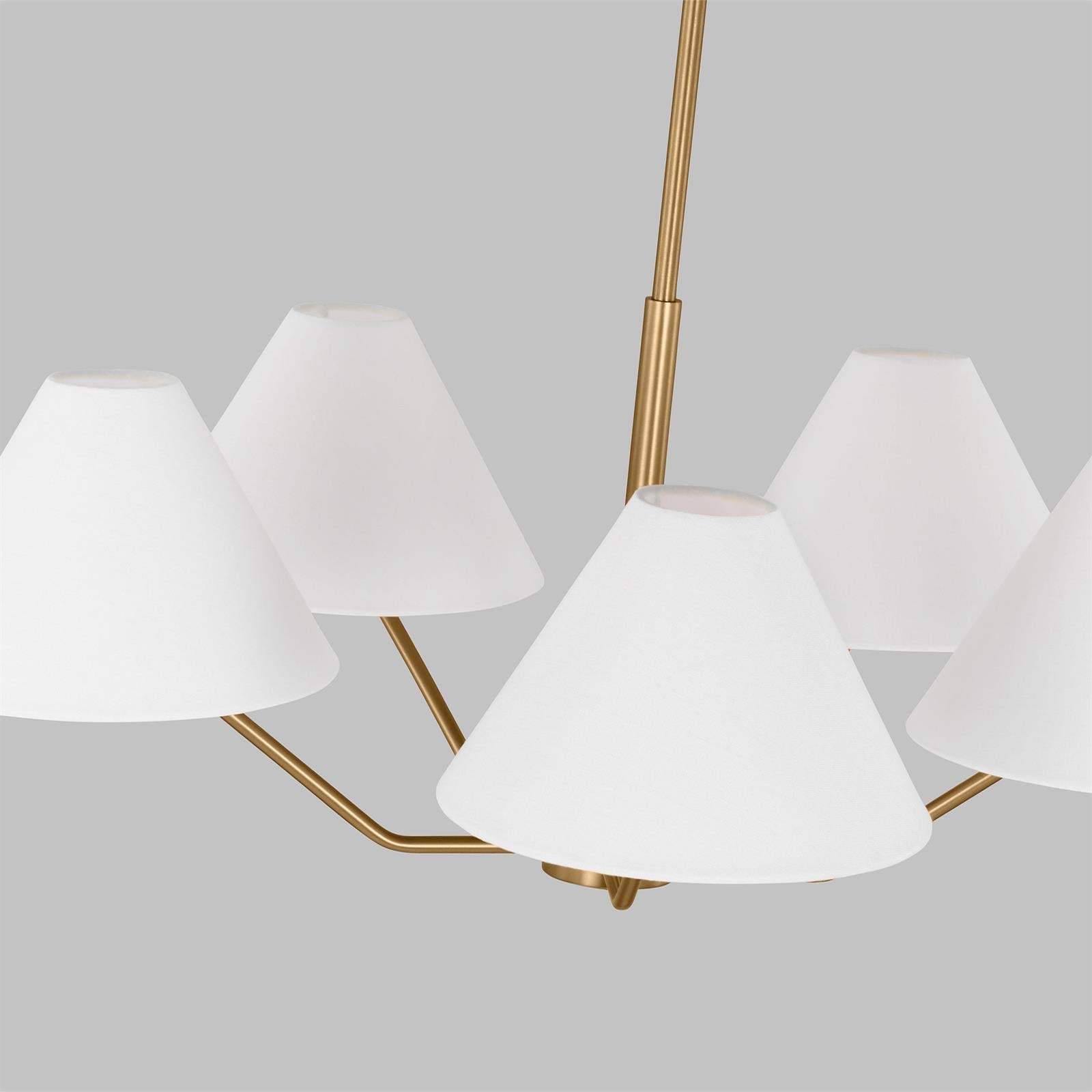 Kevenor Chandelier Brass Fabric Cone Shades Modern-Neutral Decor