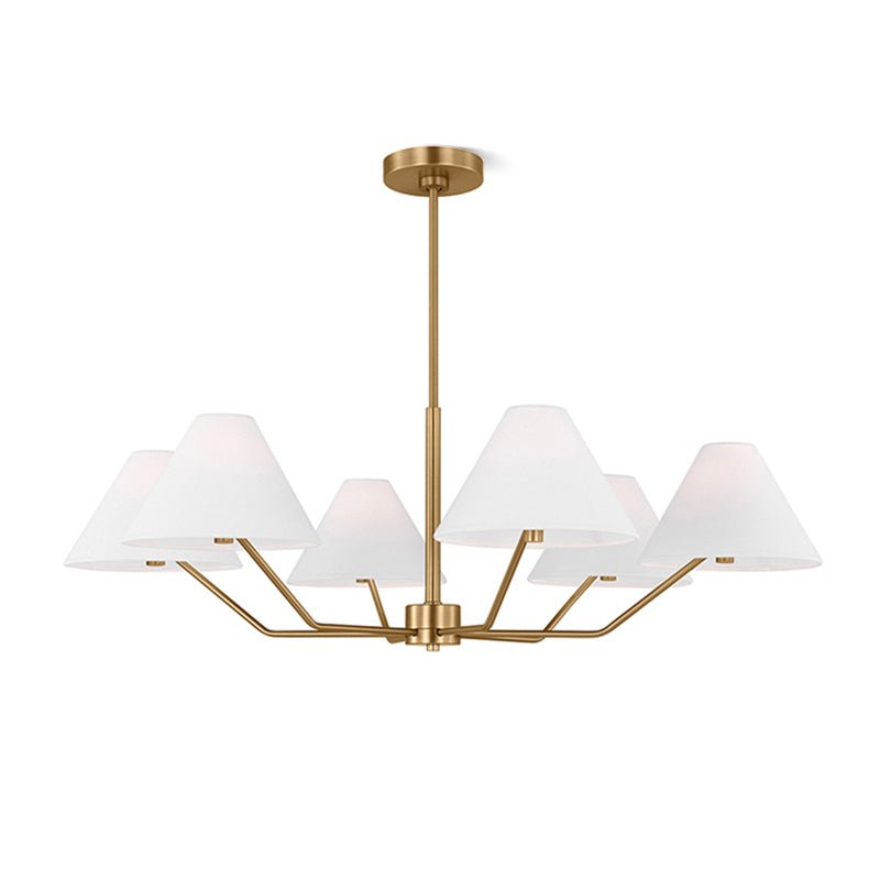 Kevenor Chandelier Brass Fabric Cone Shades Modern-Neutral Decor