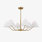 Kevenor Chandelier Brass Fabric Cone Shades Modern-Neutral Decor