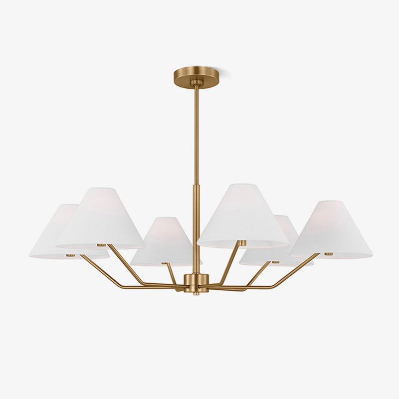 Kevenor Chandelier Brass Fabric Cone Shades Modern-Neutral Decor