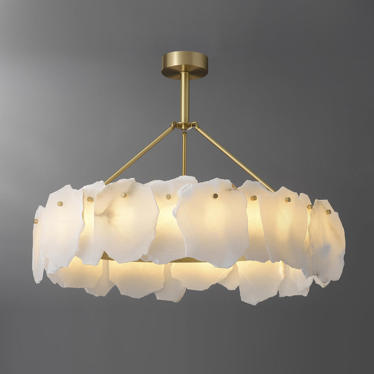 Telen Chandelier Alabaster Layered Halo-Neutral Decor