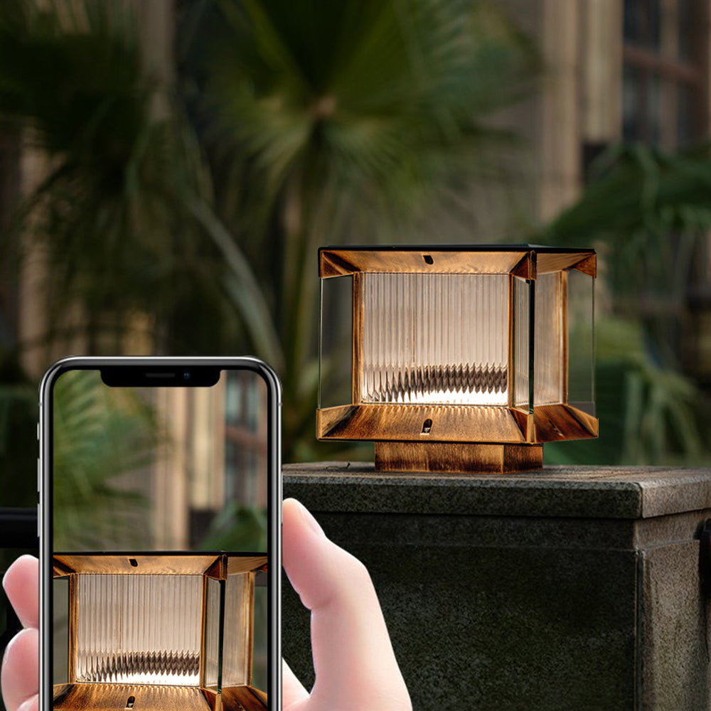 Ray Modern Rectangular Metal Glass Outdoor Lamp, Black/Black-Gold - Neutral Decor