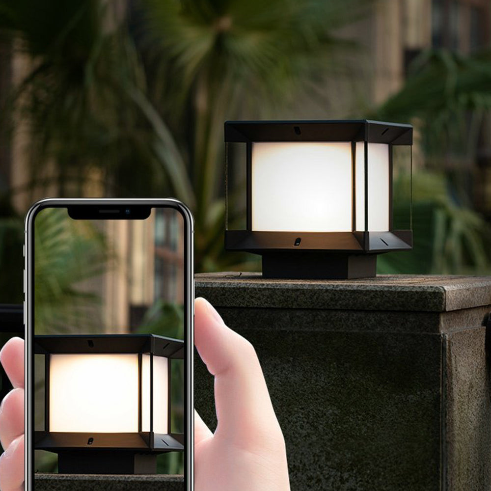 Ray Modern Rectangular Metal Glass Outdoor Lamp, Black/Black-Gold - Neutral Decor