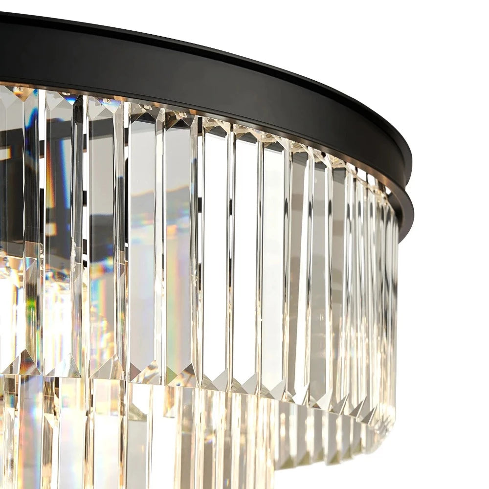 Arisha Modern LED Decorative Luxury Pendant Light Crystal Metal Black/Gold Ring Bedroom/Living Room - Neutral Decor