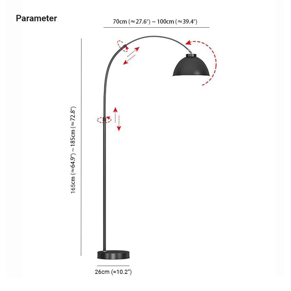 Mira Modern Arc Metal Floor Lamp, Black/Red/Yellow - Neutral Decor
