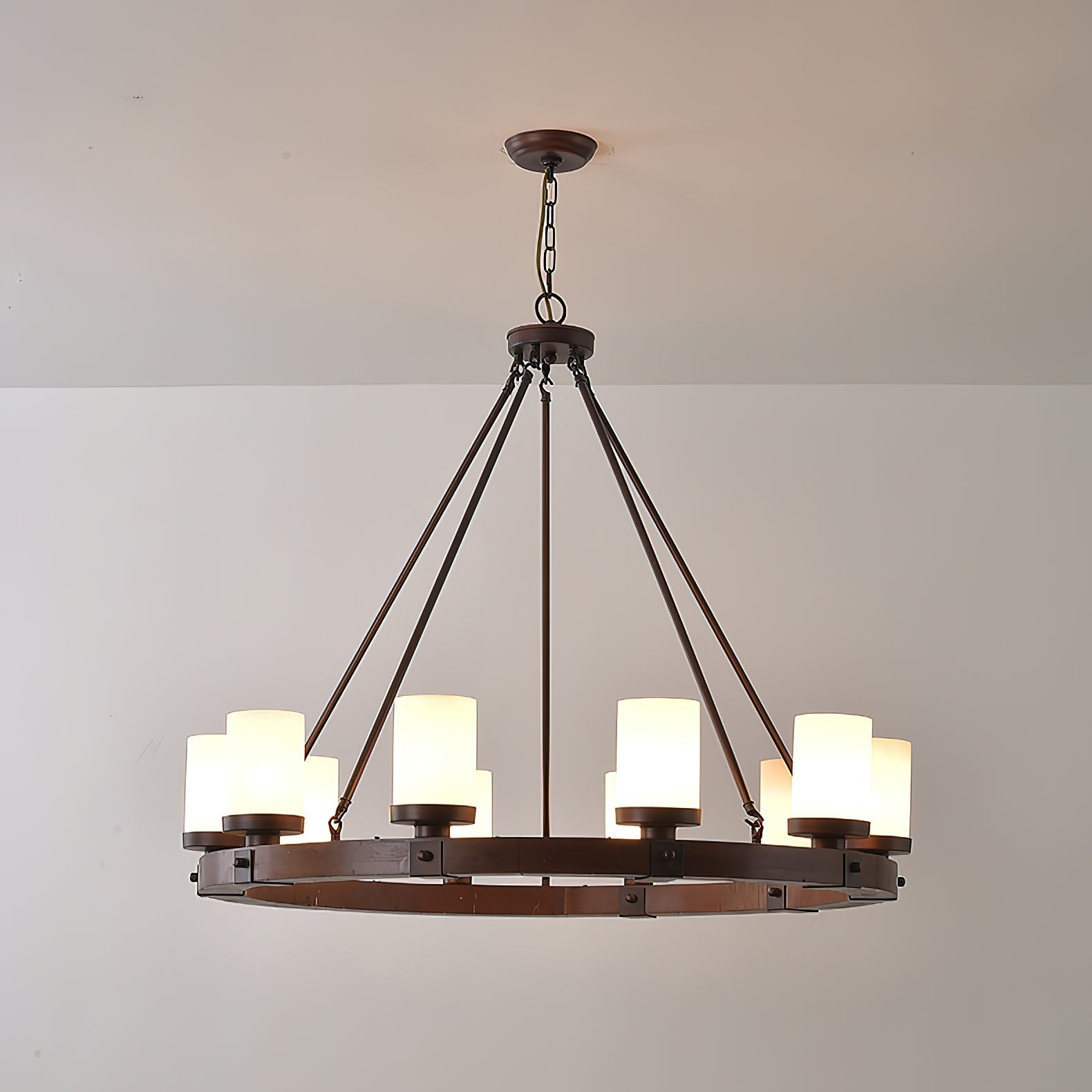 Comparison shot showing the different sizes of the Cabot chandelier.