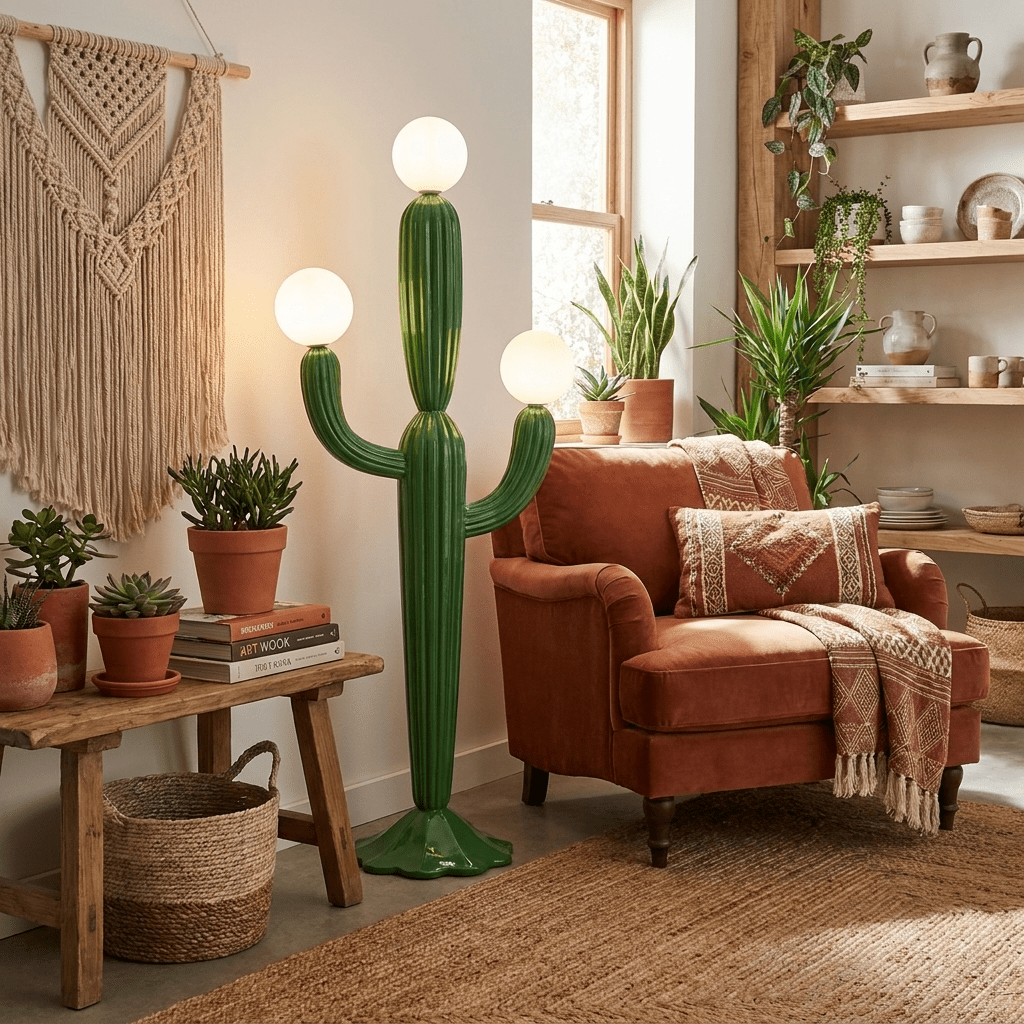Cactus Glow Floor Lamp-Neutral Decor
