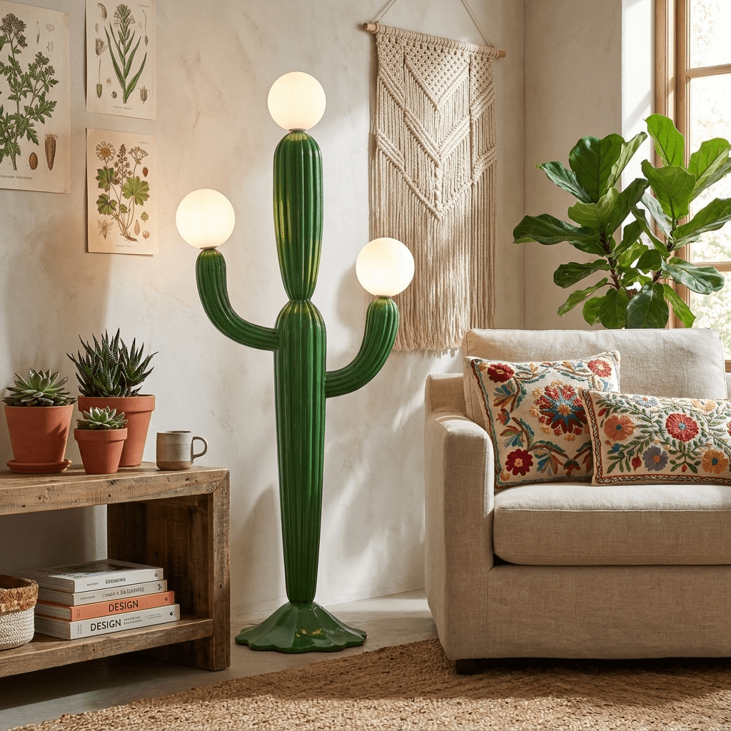 Cactus Glow Floor Lamp-Neutral Decor