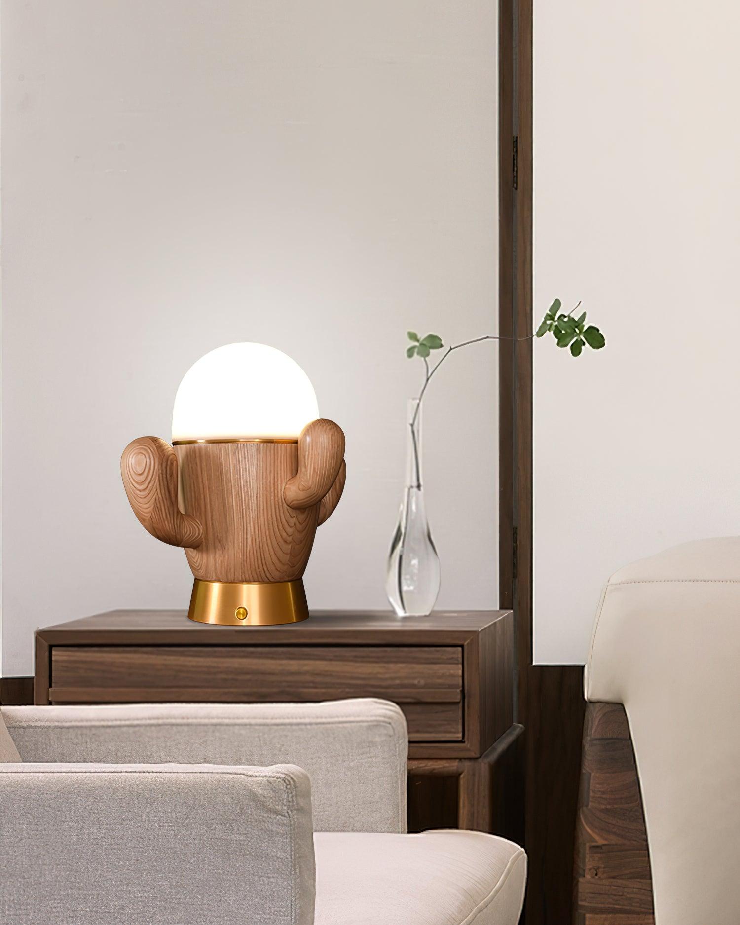 Solivice Wooden Whimsical Table Lamp-Neutral Decor