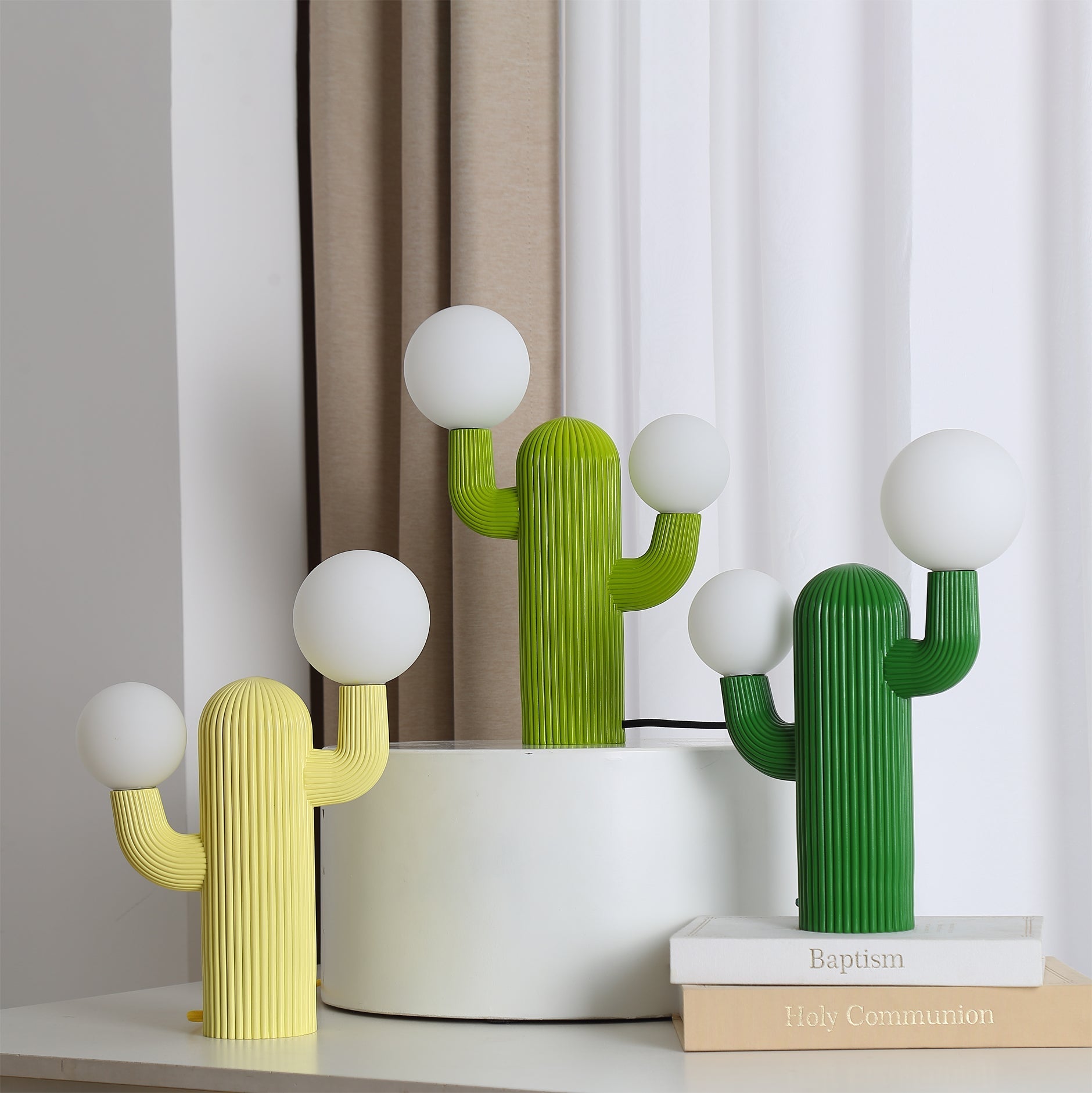 Close-up of the Cactus Table Lamp's textured resin finish.