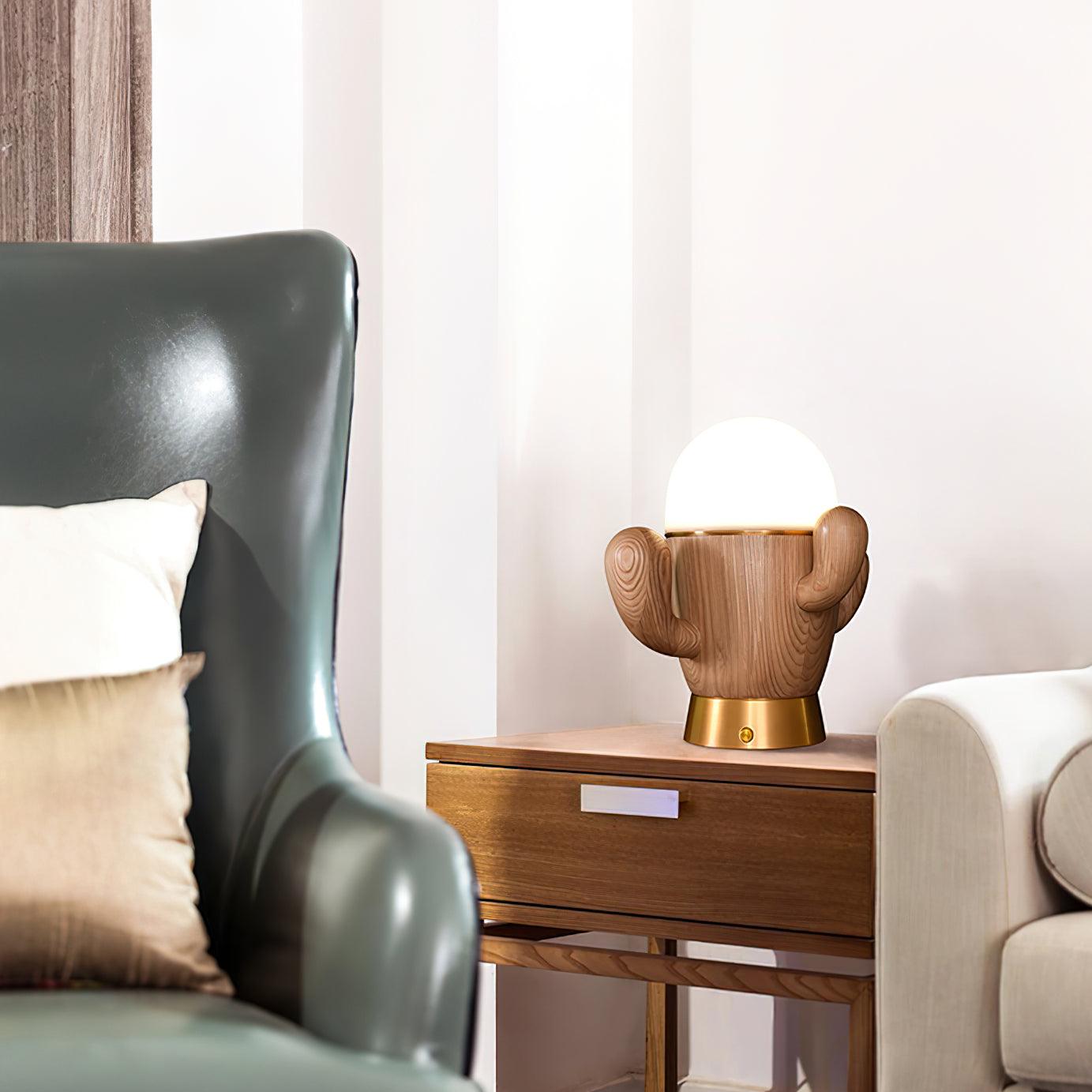 Solivice Wooden Whimsical Table Lamp-Neutral Decor