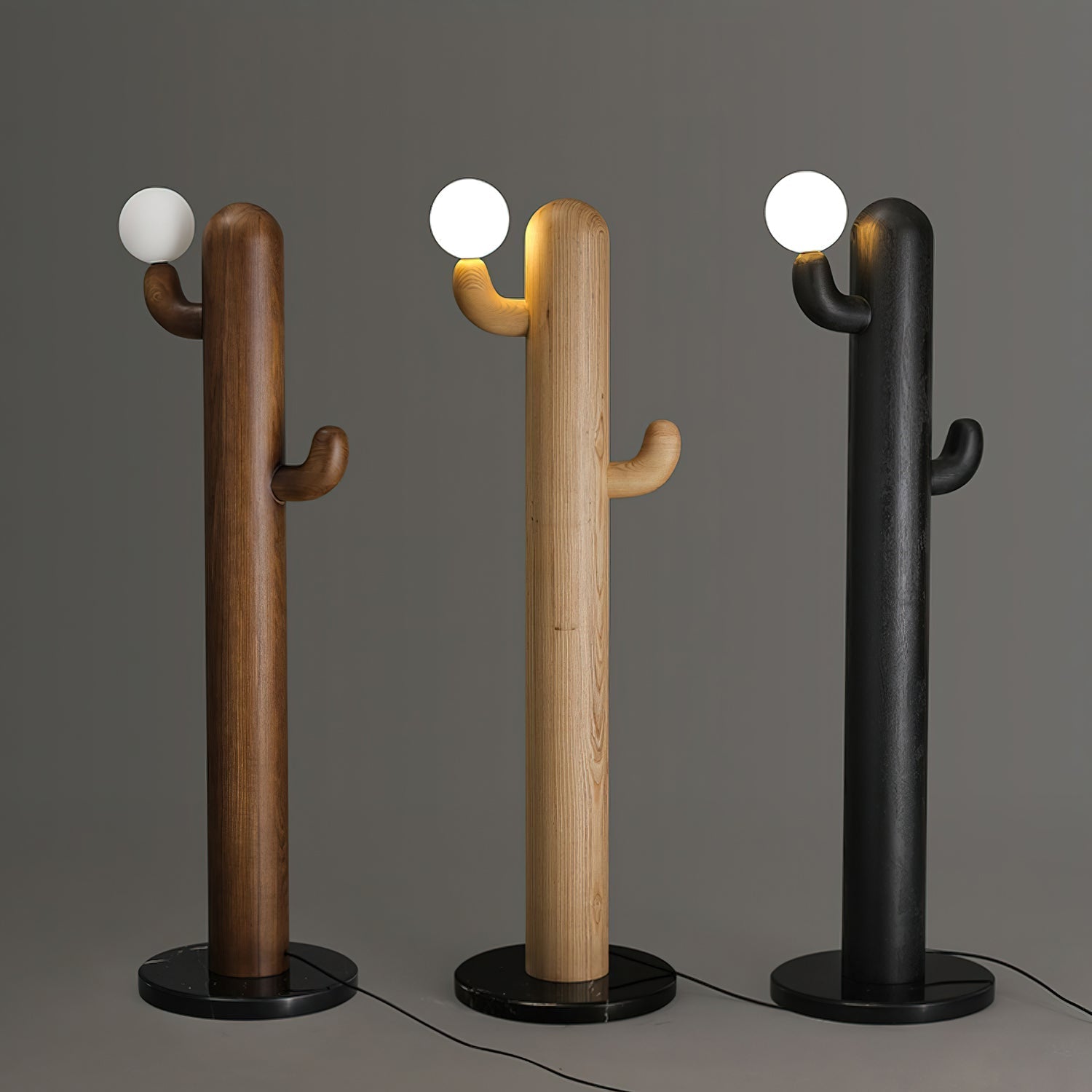 Blaze Cactus Wood Floor Lamp-Neutral Decor