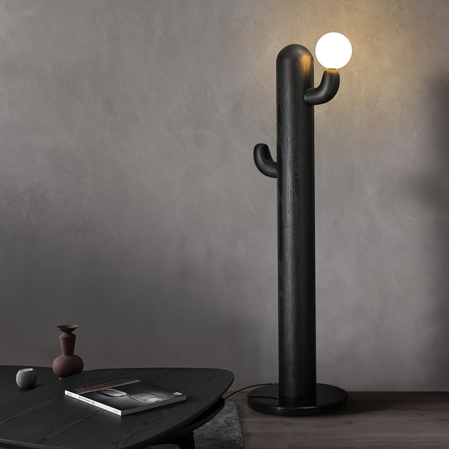 Blaze Cactus Wood Floor Lamp-Neutral Decor