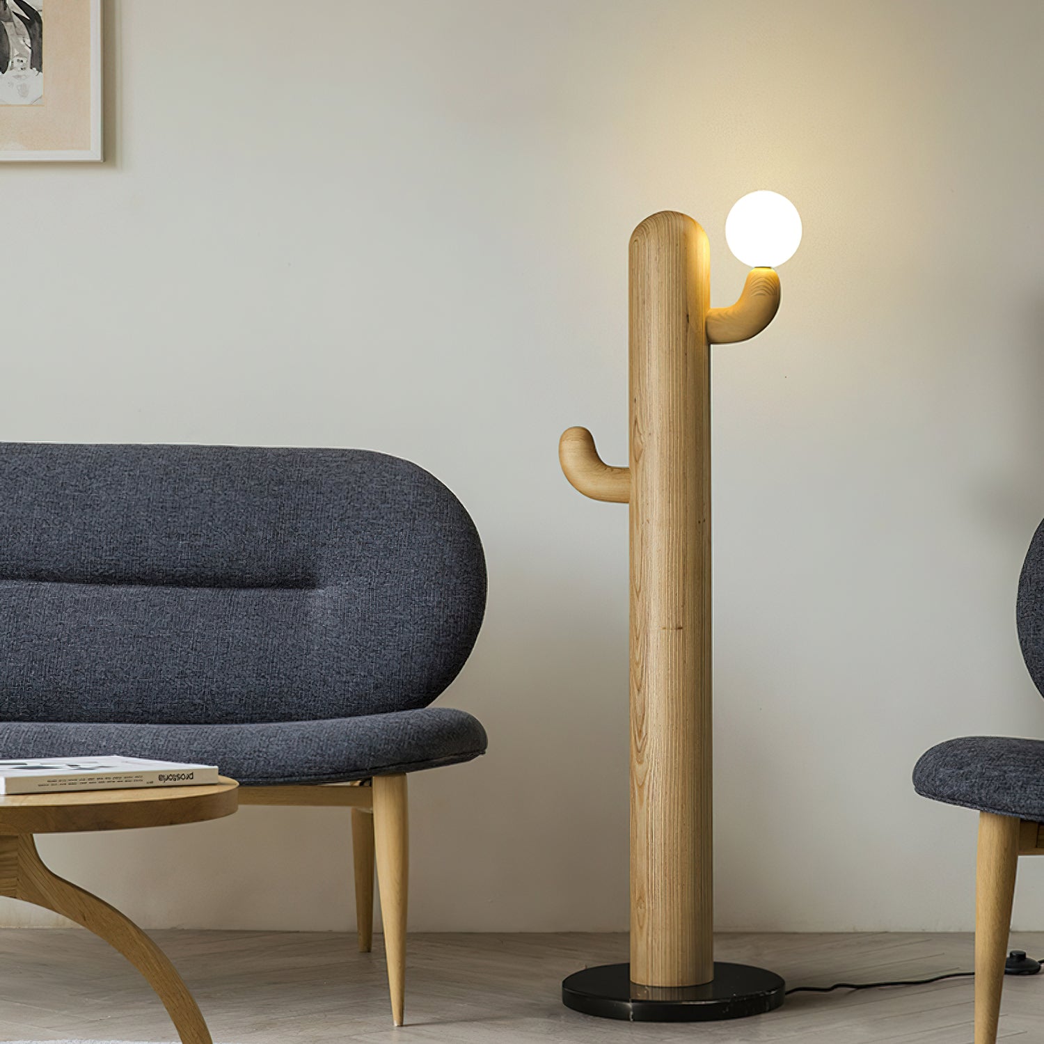 Blaze Cactus Wood Floor Lamp-Neutral Decor