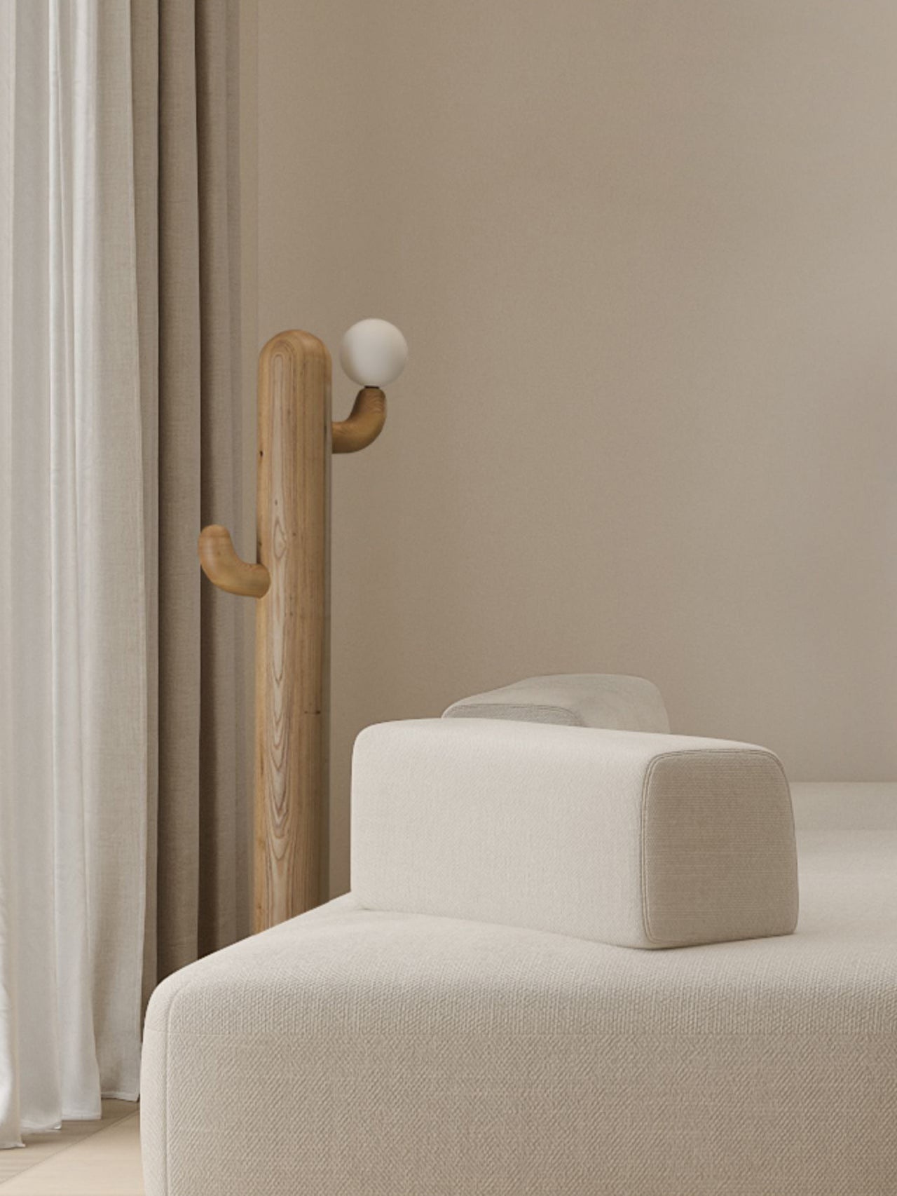 Blaze Cactus Wood Floor Lamp-Neutral Decor