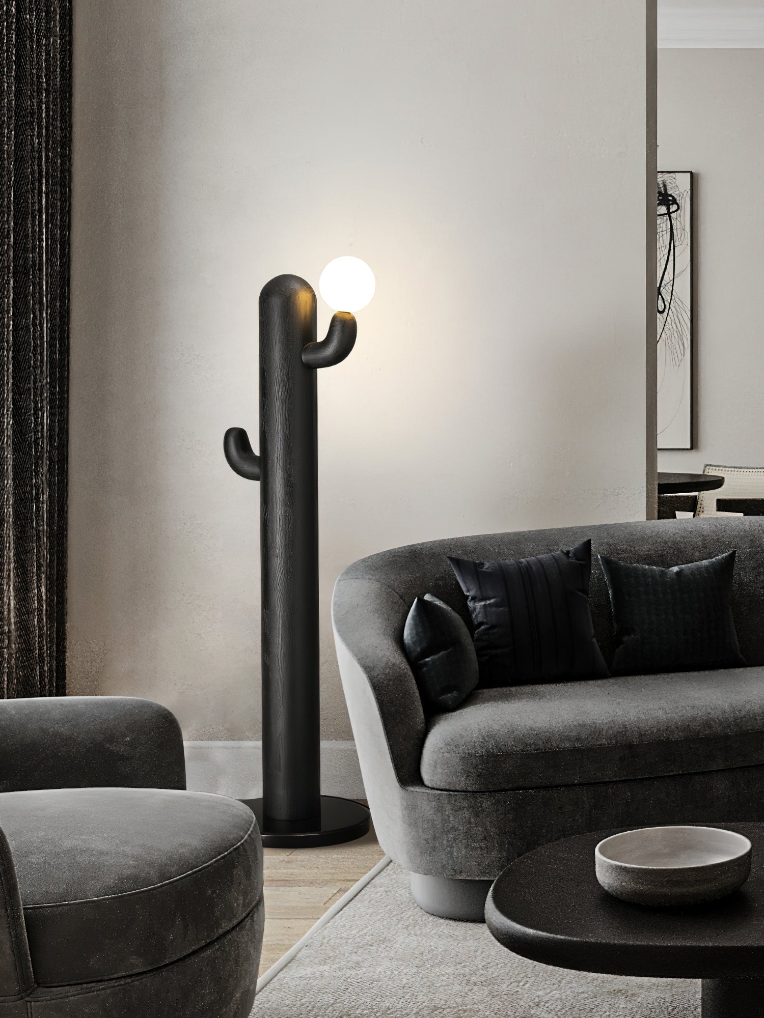 Blaze Cactus Wood Floor Lamp-Neutral Decor