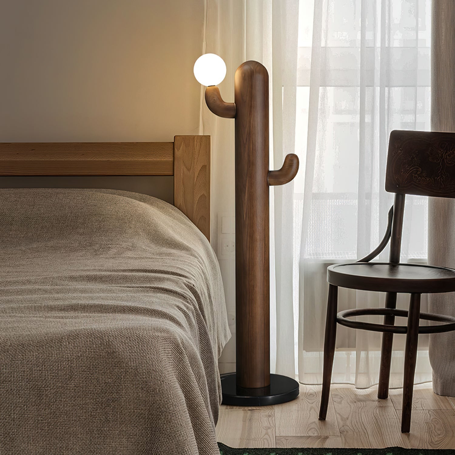 Blaze Cactus Wood Floor Lamp-Neutral Decor