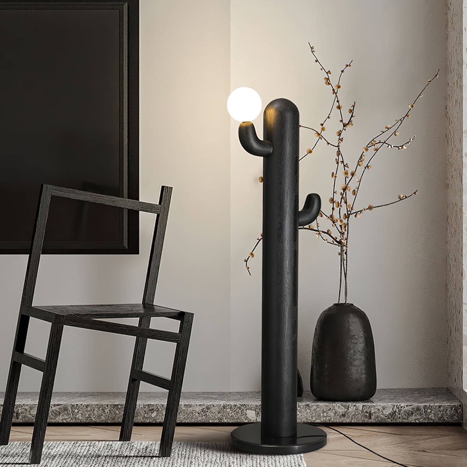 Blaze Cactus Wood Floor Lamp-Neutral Decor