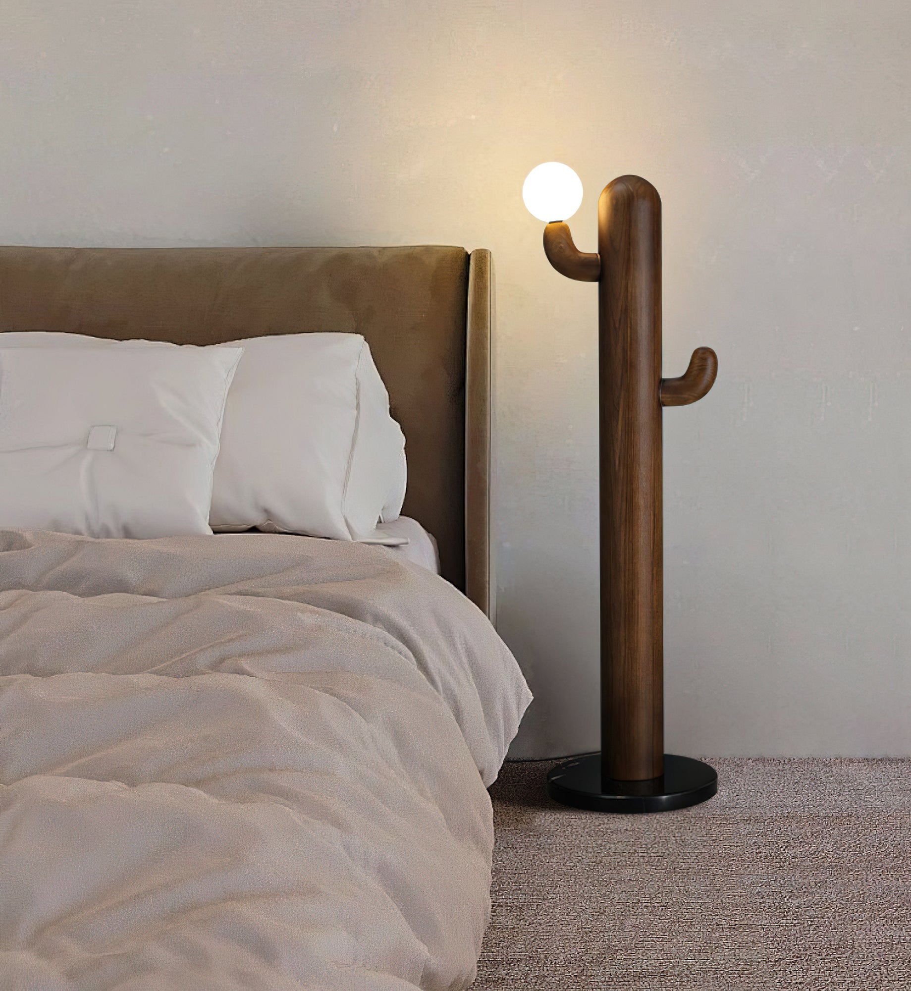 Blaze Cactus Wood Floor Lamp-Neutral Decor