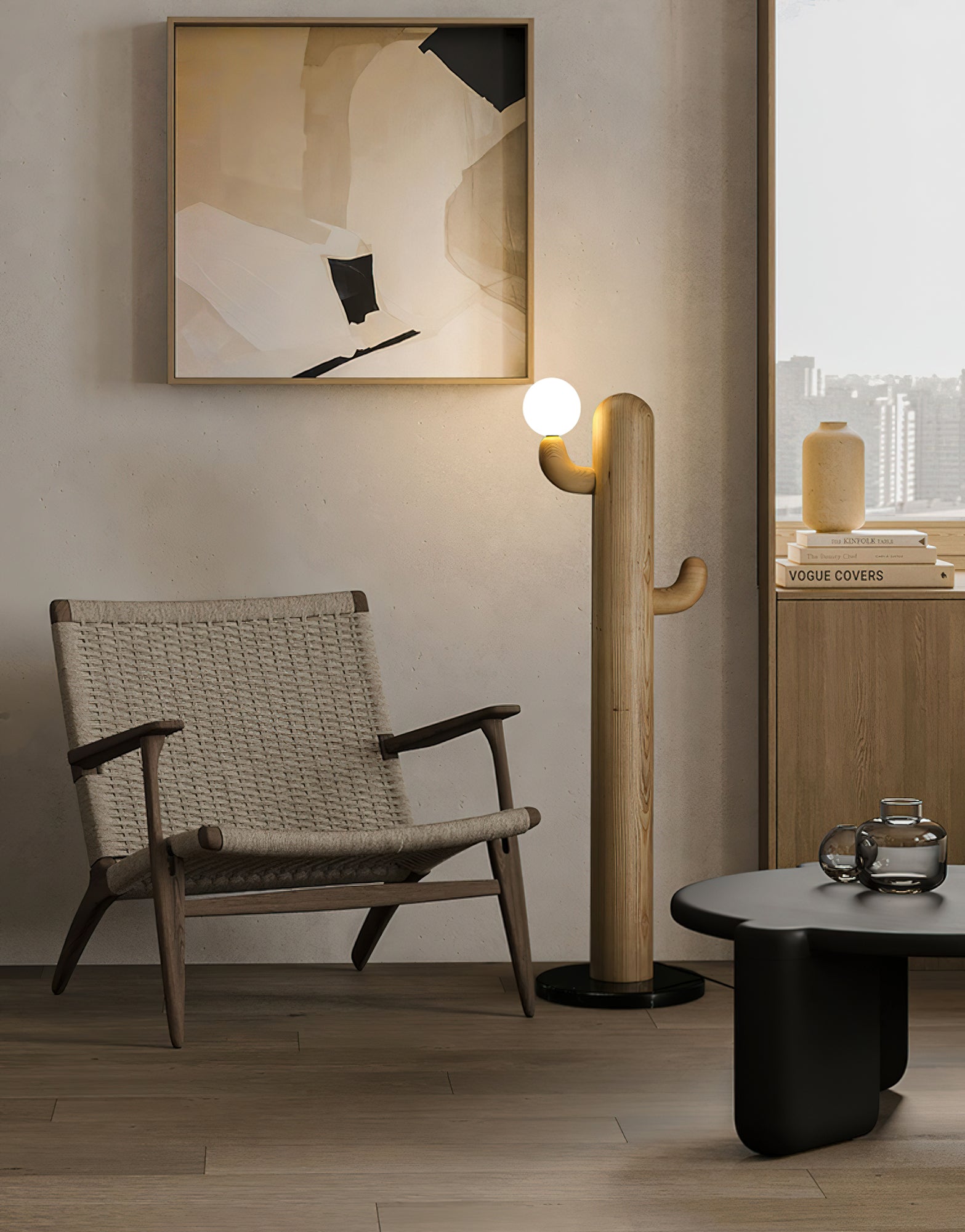 Blaze Cactus Wood Floor Lamp-Neutral Decor