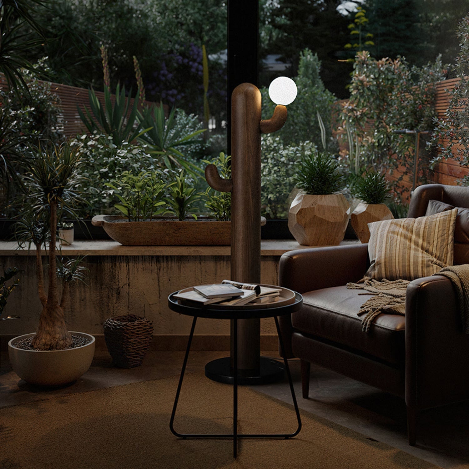Blaze Cactus Wood Floor Lamp-Neutral Decor