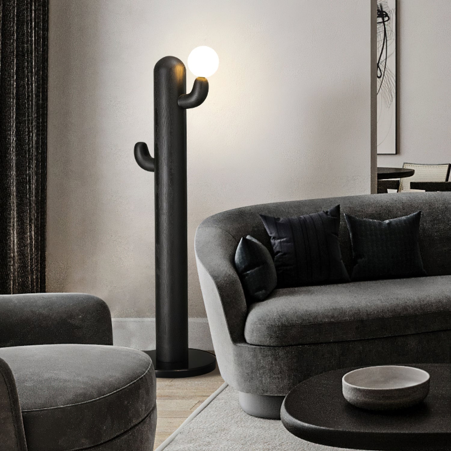 Blaze Cactus Wood Floor Lamp-Neutral Decor