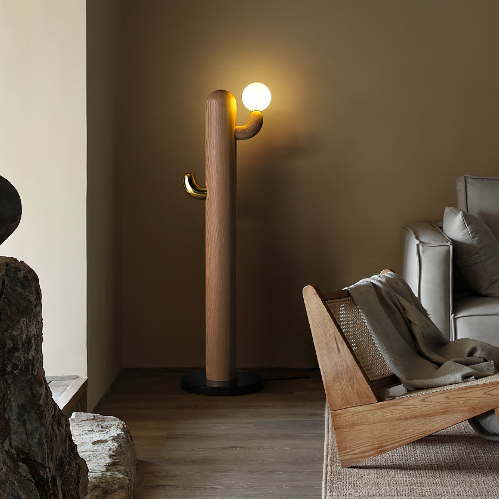 Blaze Cactus Wood Floor Lamp-Neutral Decor