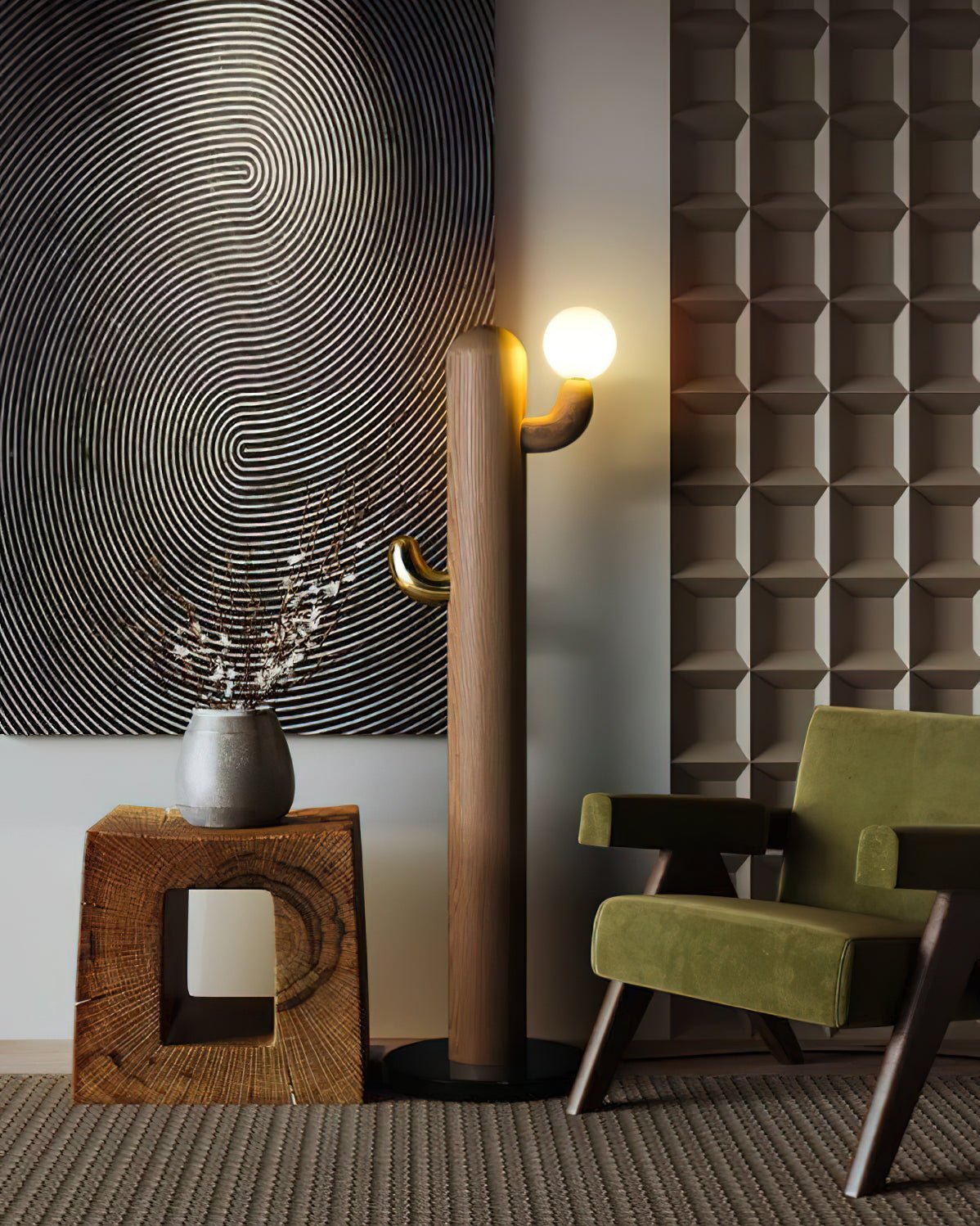 Blaze Cactus Wood Floor Lamp-Neutral Decor