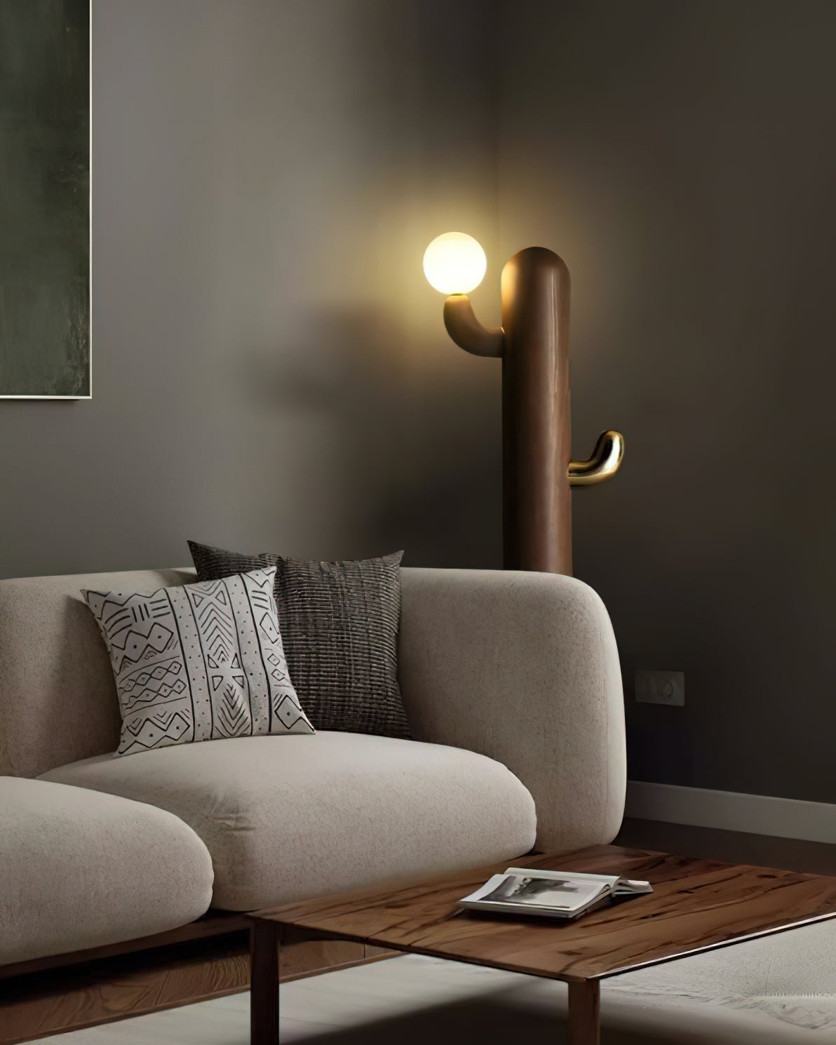 Blaze Cactus Wood Floor Lamp-Neutral Decor