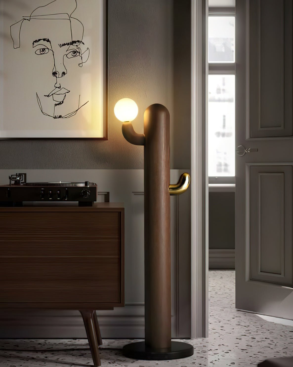 Blaze Cactus Wood Floor Lamp-Neutral Decor