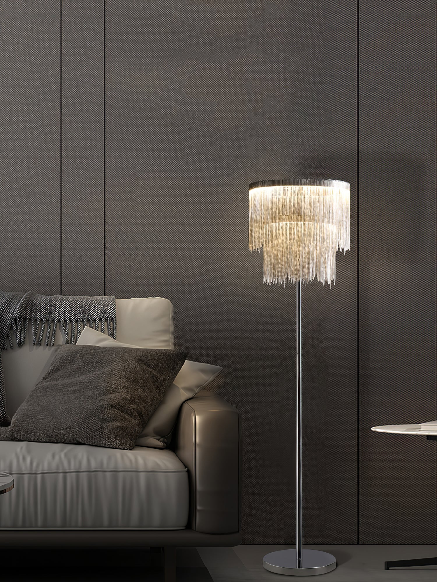 Fringe Cadena Tassel Floor Lamp-Neutral Decor