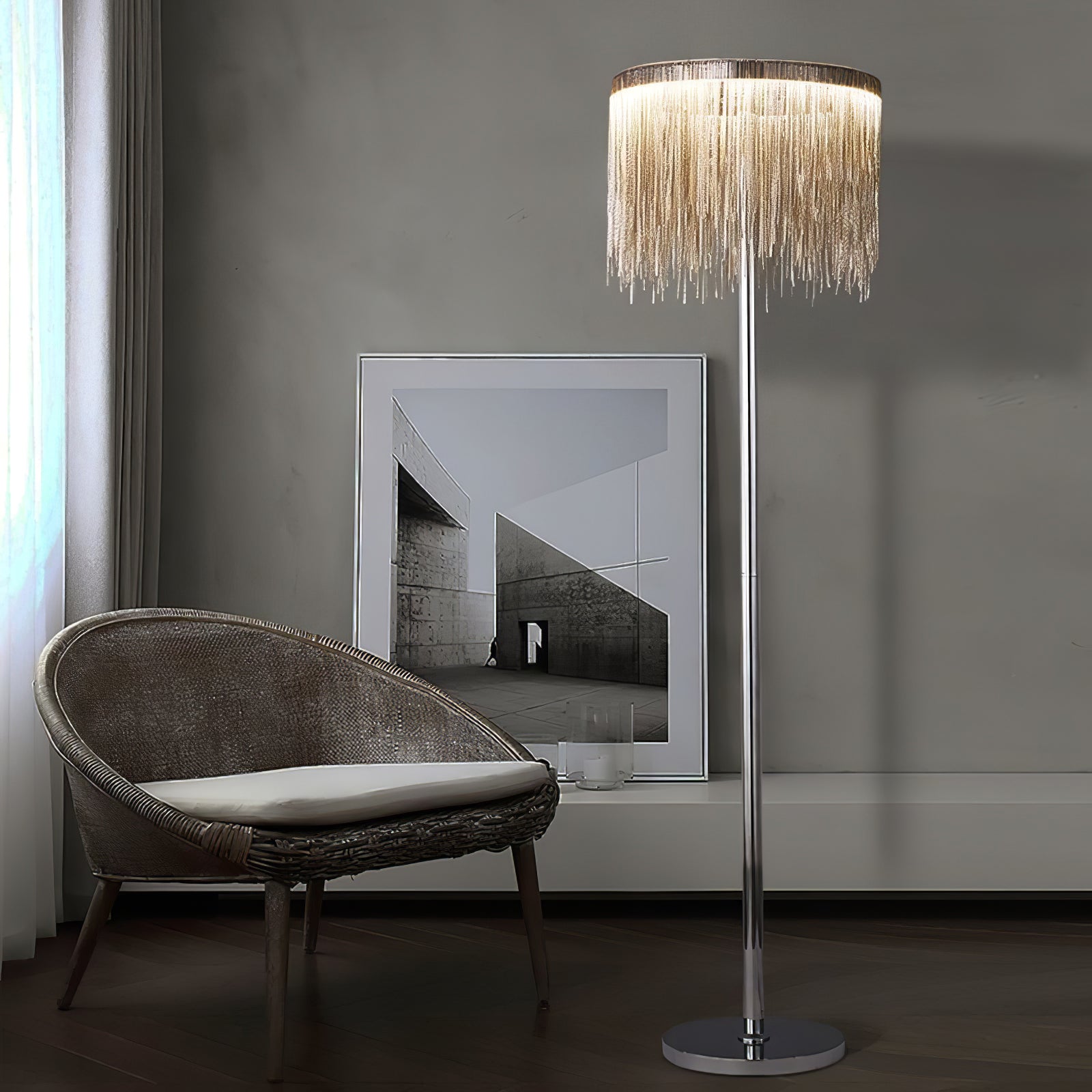 Fringe Cadena Tassel Floor Lamp-Neutral Decor