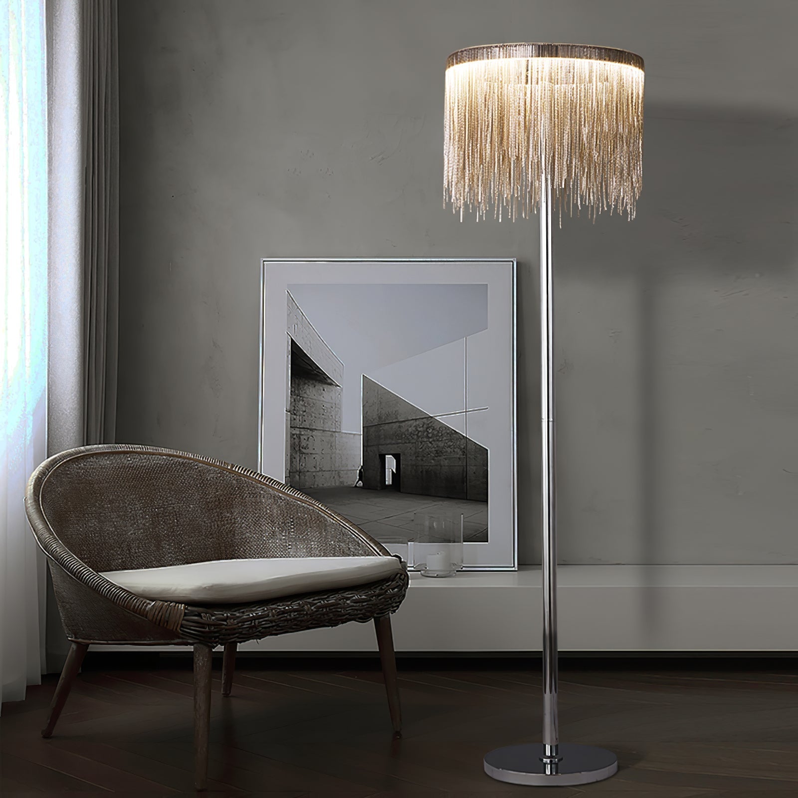 Fringe Cadena Tassel Floor Lamp-Neutral Decor