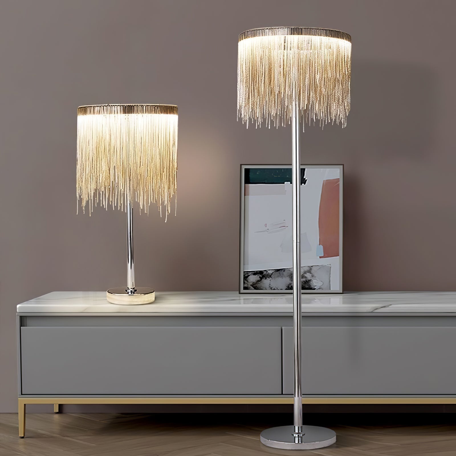 Fringe Cadena Tassel Floor Lamp-Neutral Decor