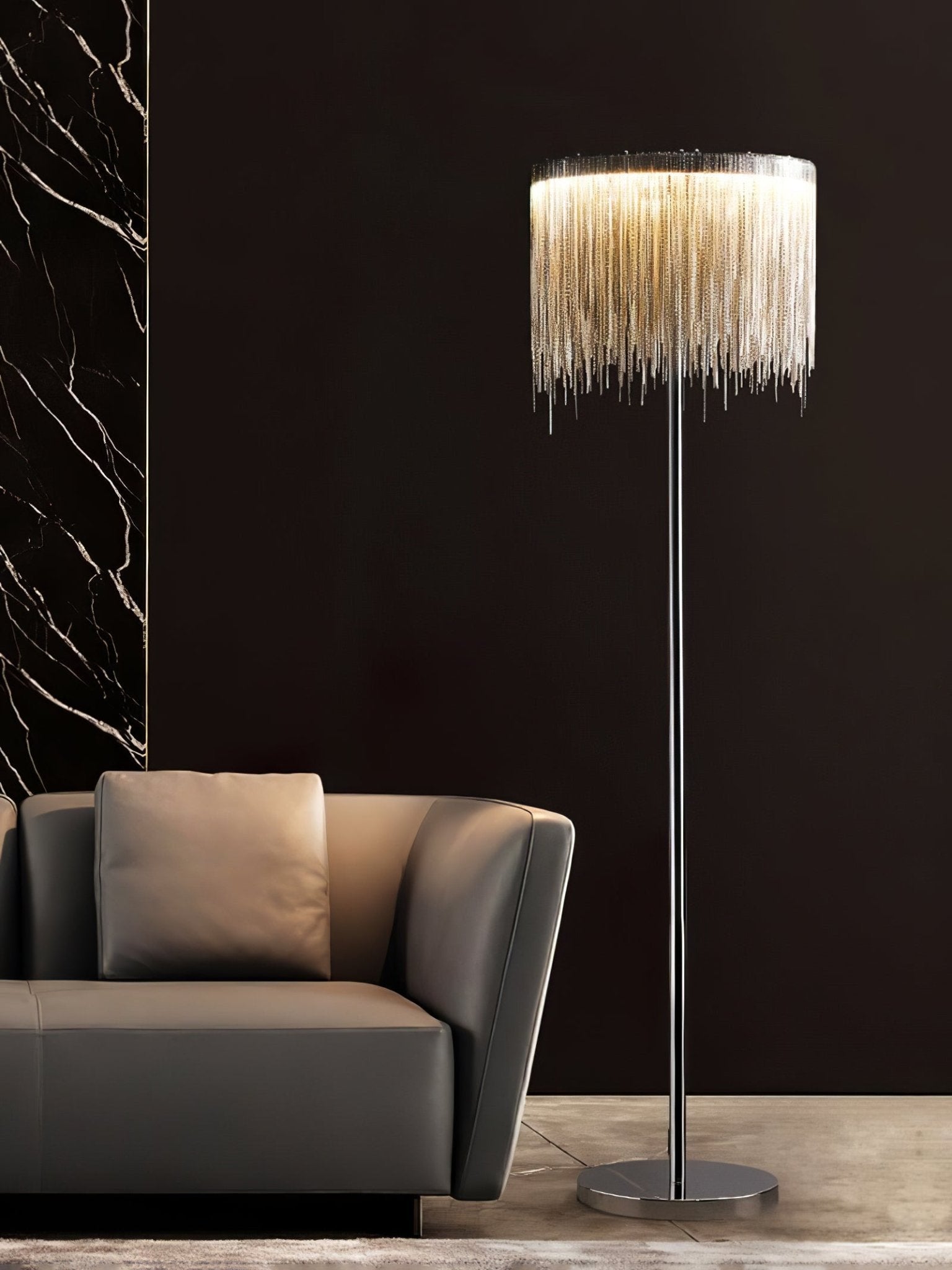 Fringe Cadena Tassel Floor Lamp-Neutral Decor