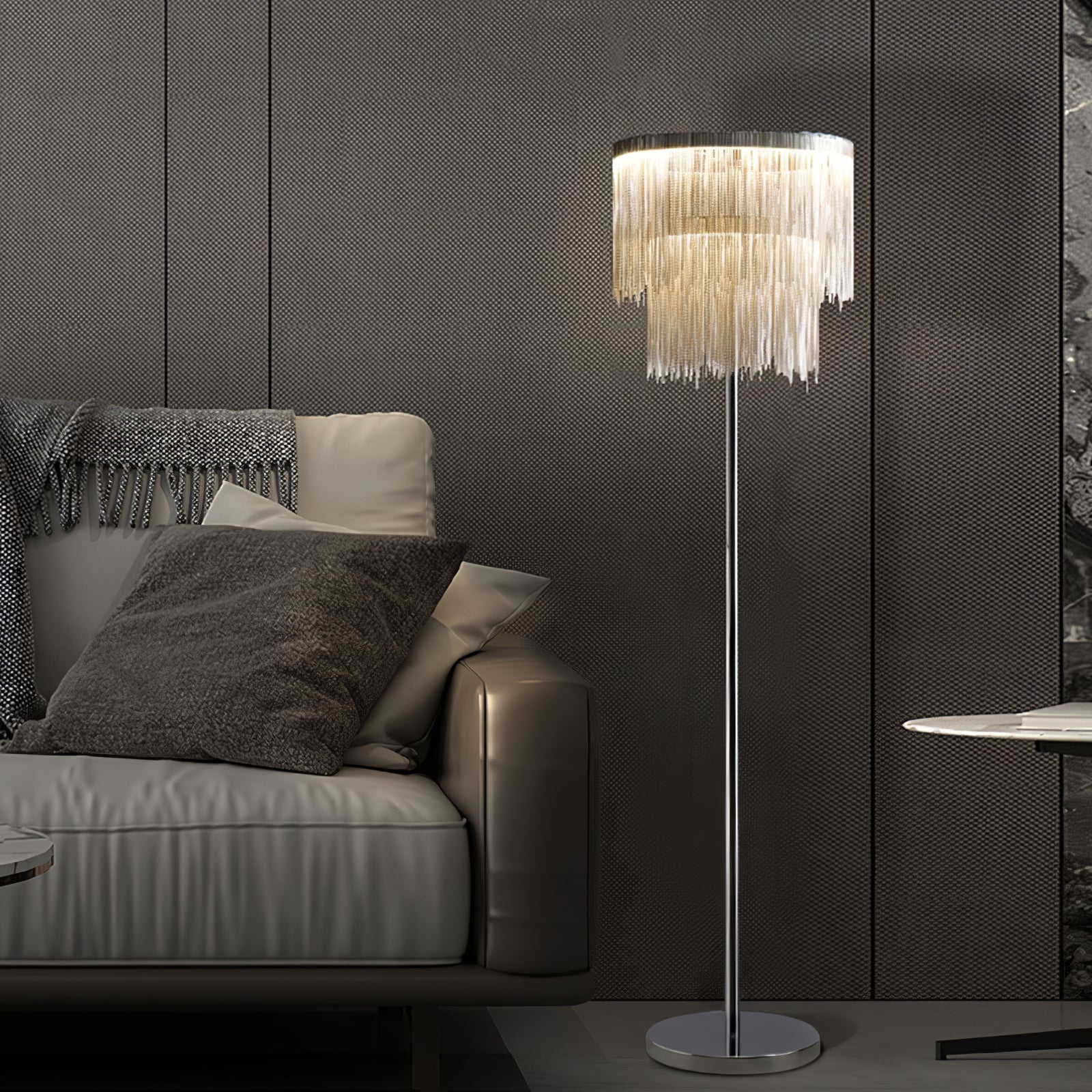 Fringe Cadena Tassel Floor Lamp-Neutral Decor