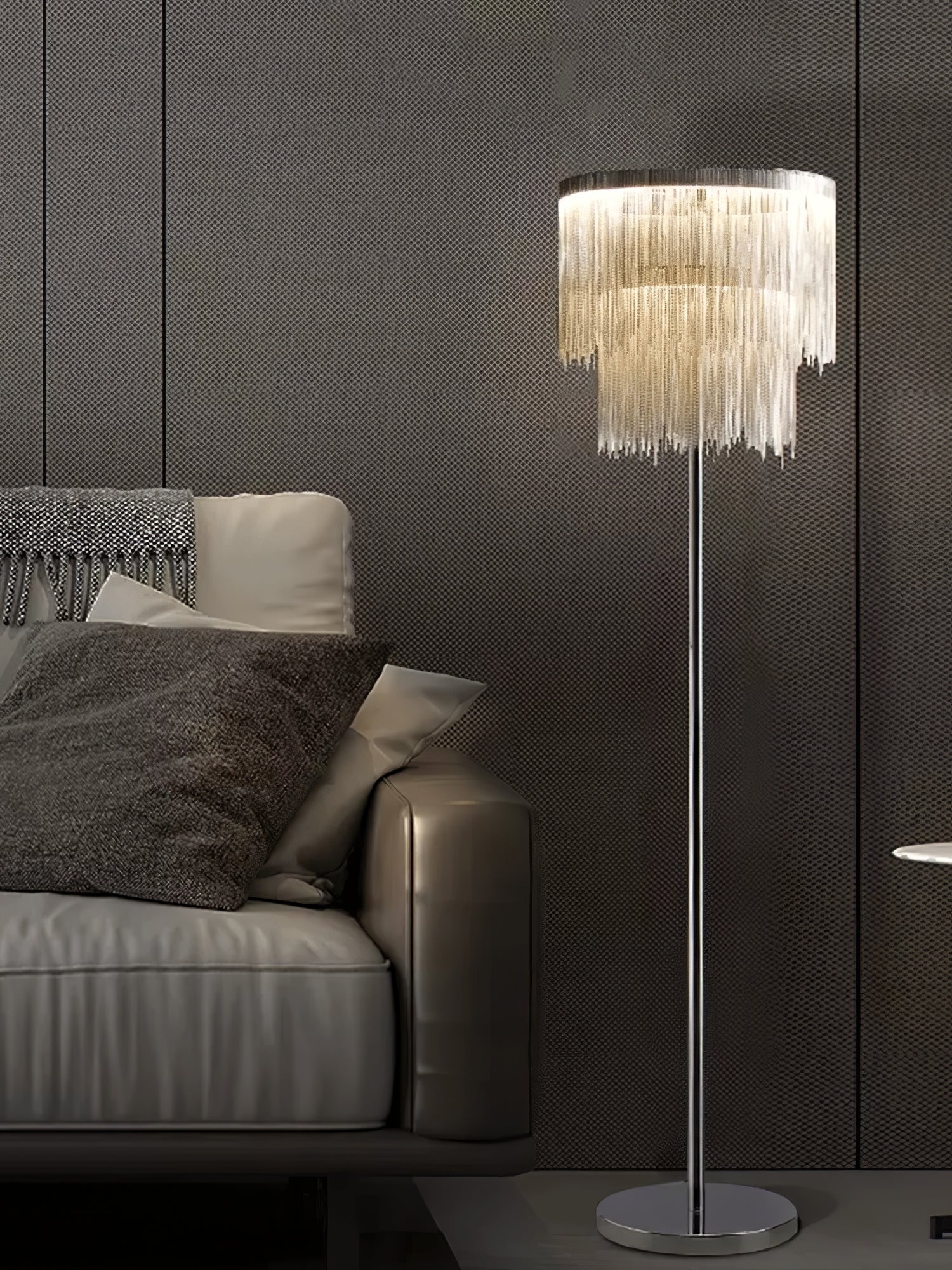 Fringe Cadena Tassel Floor Lamp-Neutral Decor