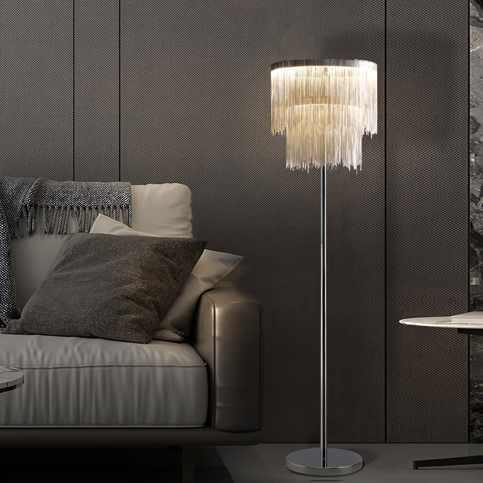 Fringe Cadena Tassel Floor Lamp-Neutral Decor