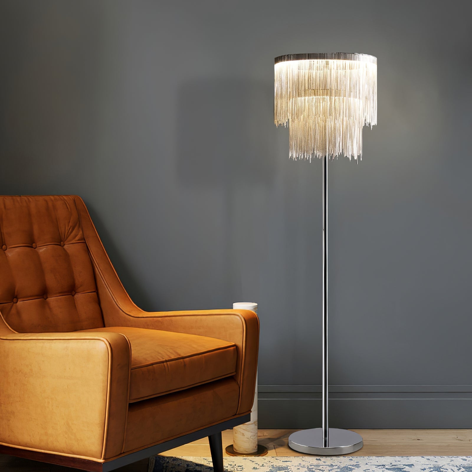 Fringe Cadena Tassel Floor Lamp-Neutral Decor