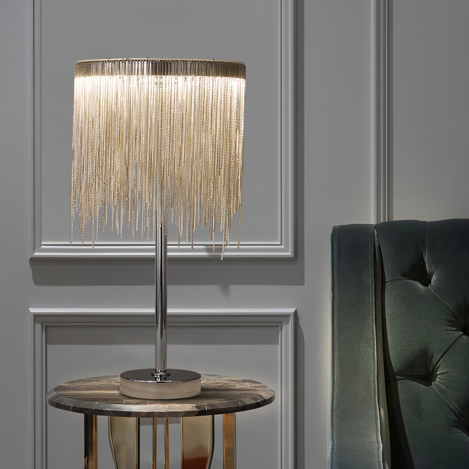 Cascade Cadena Tassel Table Lamp-Neutral Decor