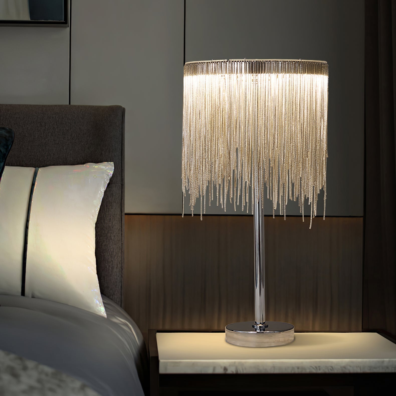 Cascade Cadena Tassel Table Lamp-Neutral Decor