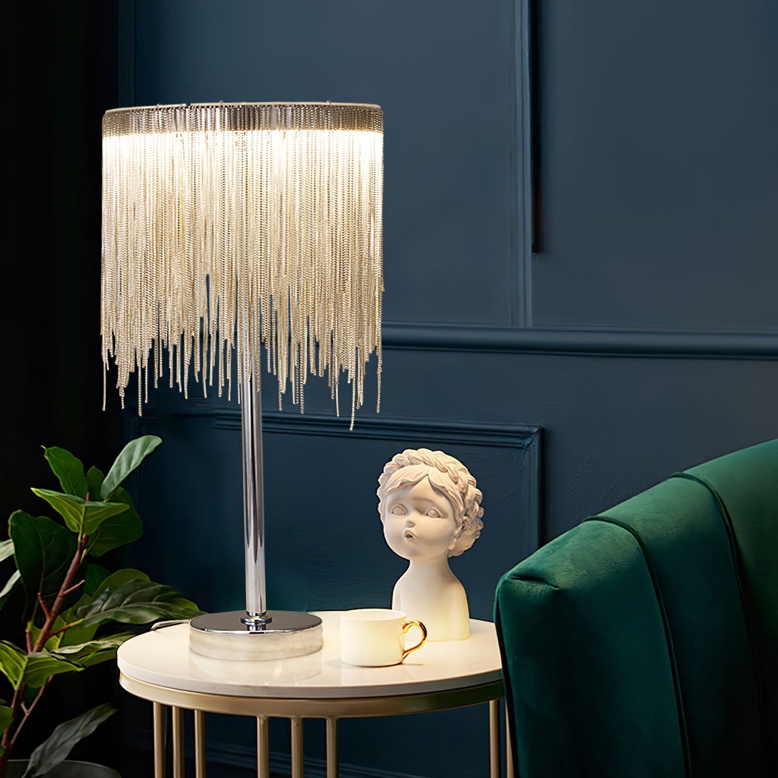 Cascade Cadena Tassel Table Lamp-Neutral Decor