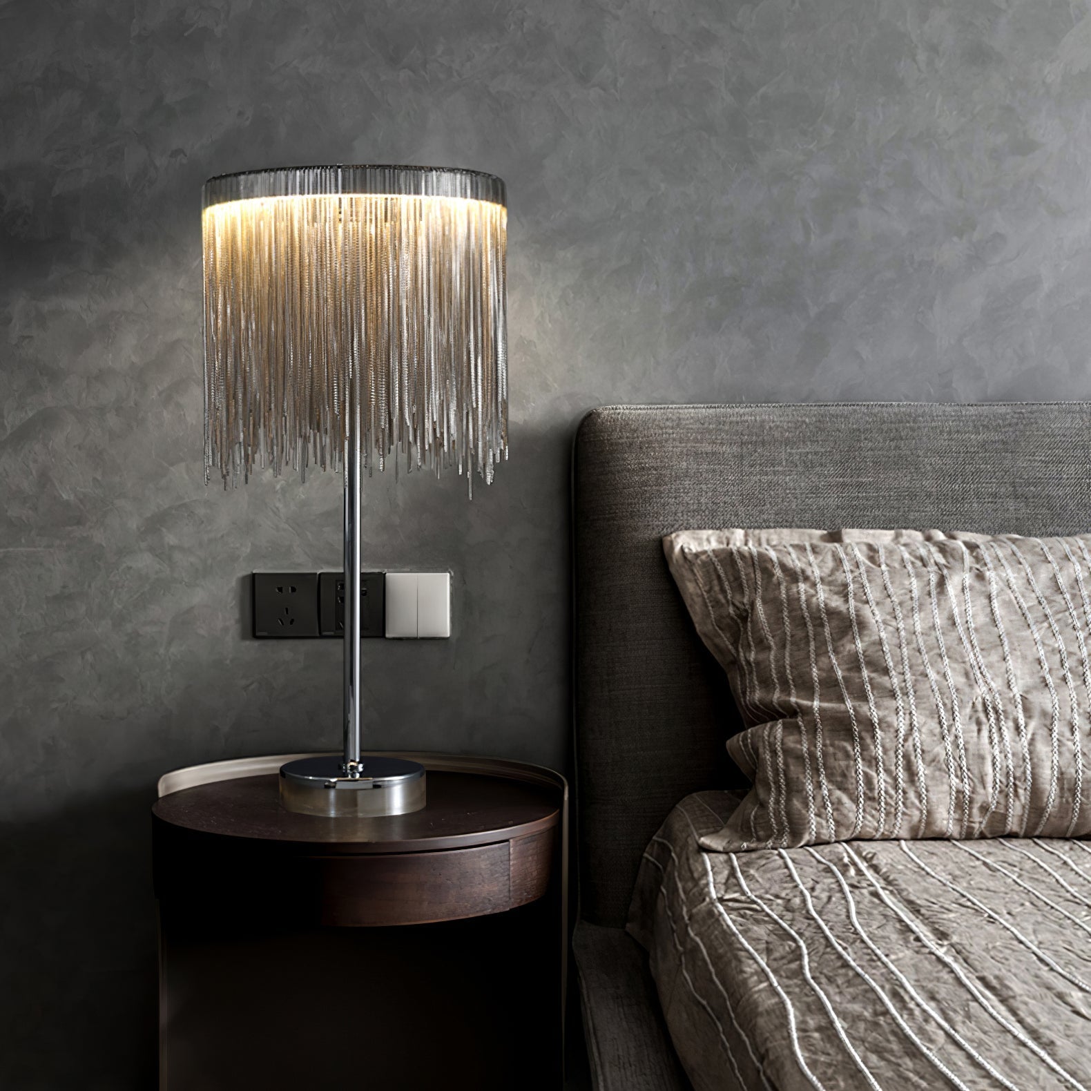 Cascade Cadena Tassel Table Lamp-Neutral Decor