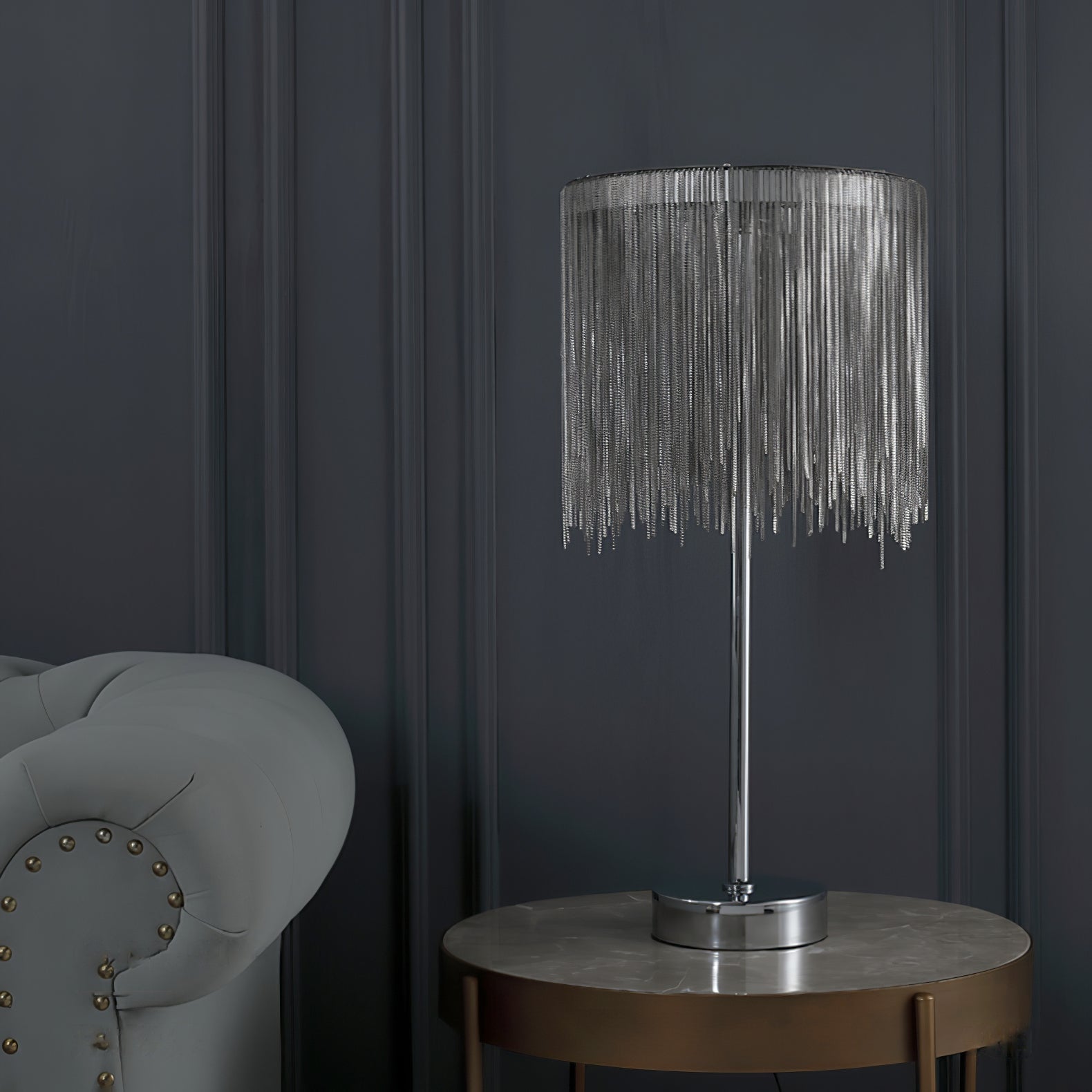 Cascade Cadena Tassel Table Lamp-Neutral Decor