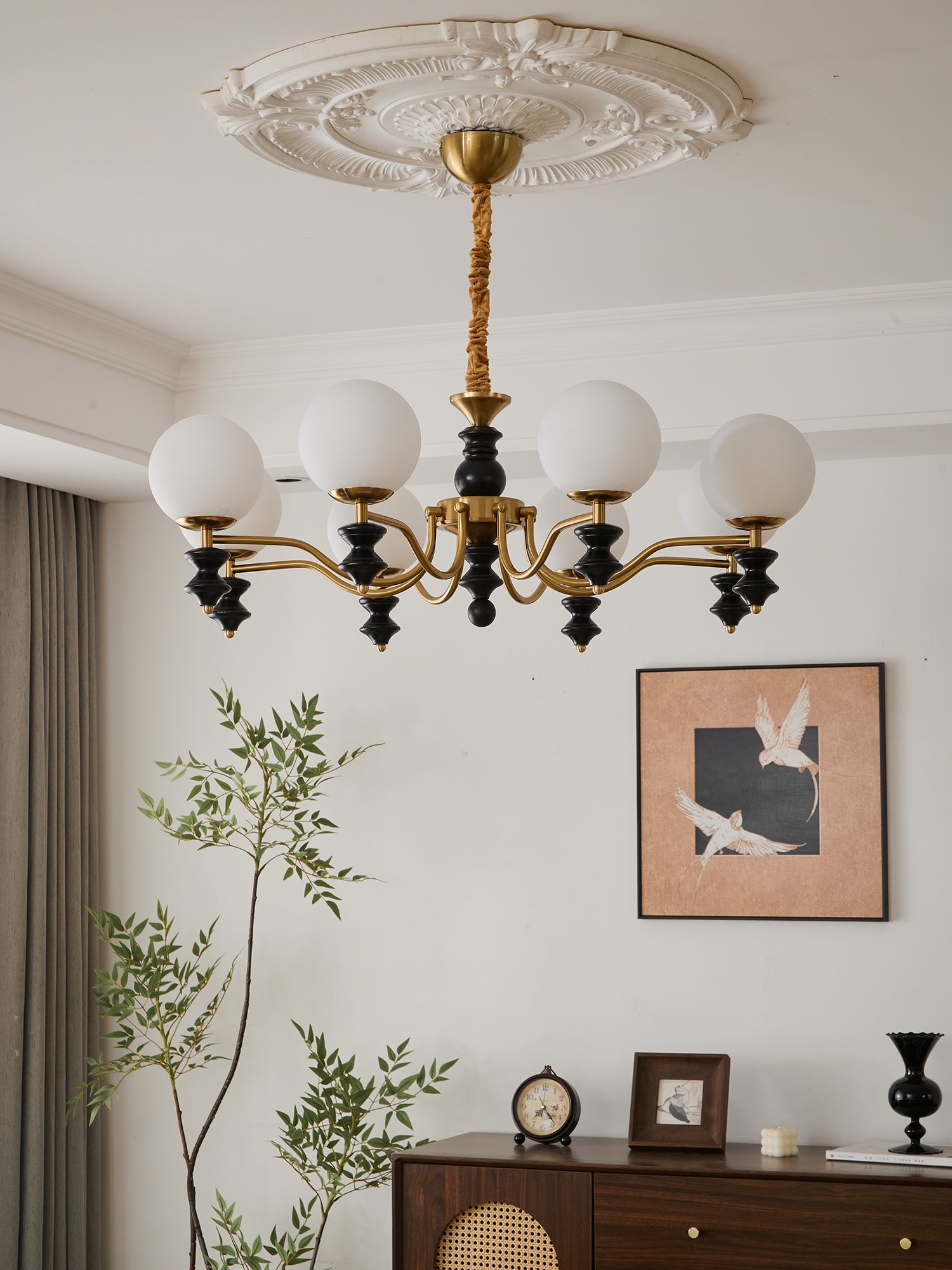 Ordore Traditional Elegance Vintage Wood Chandelier-Neutral Decor