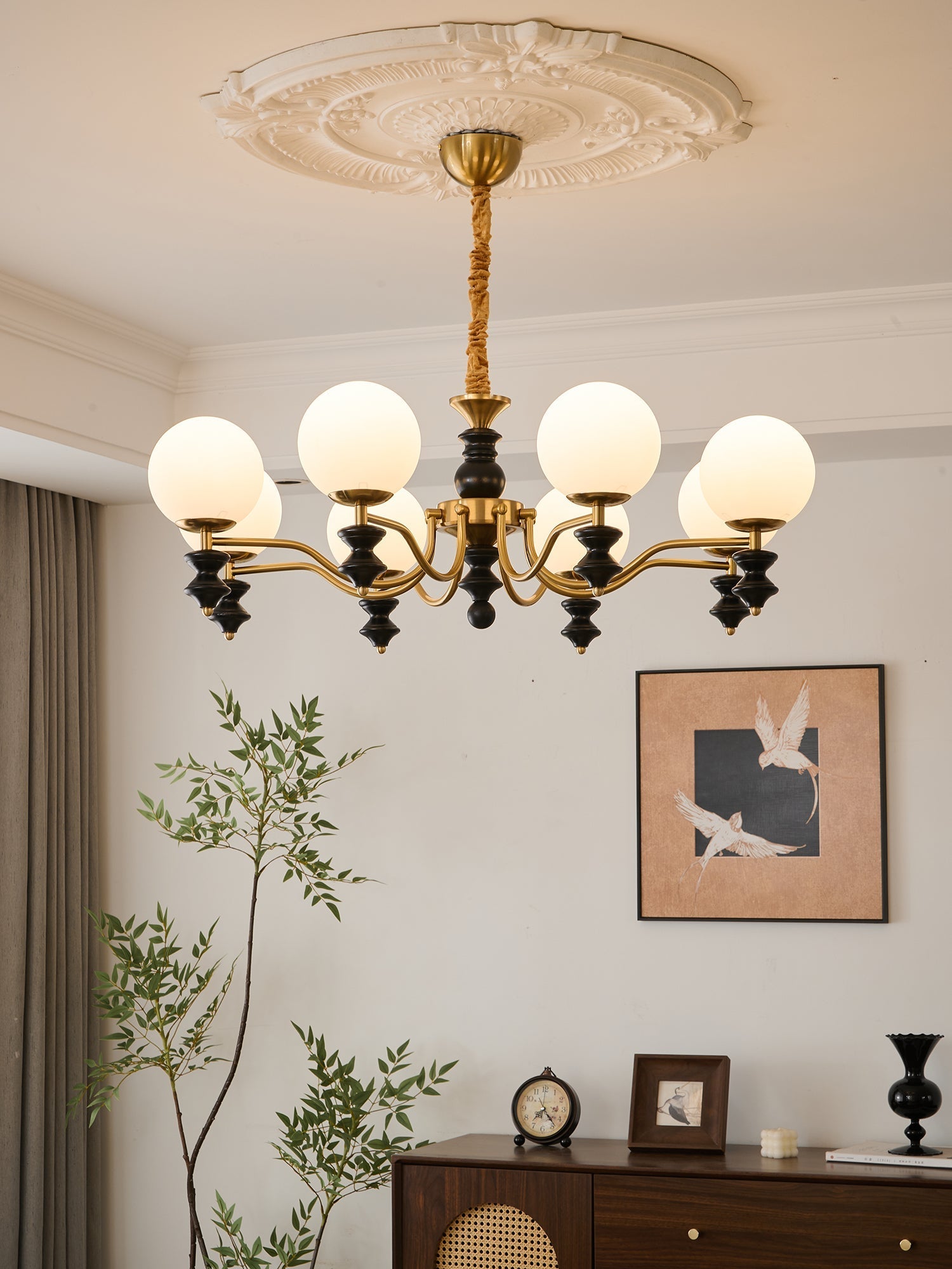 Ordore Traditional Elegance Vintage Wood Chandelier-Neutral Decor