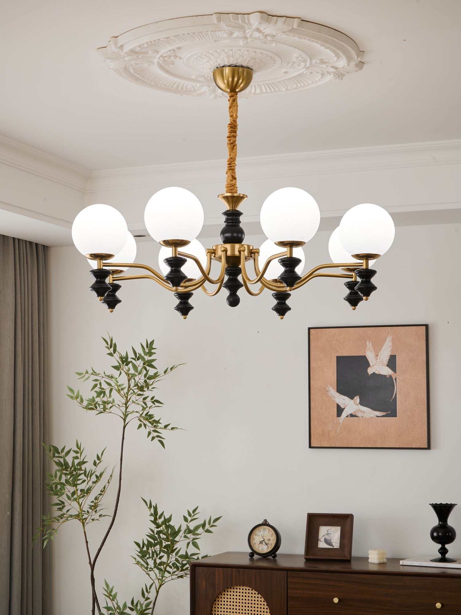 Ordore Traditional Elegance Vintage Wood Chandelier-Neutral Decor