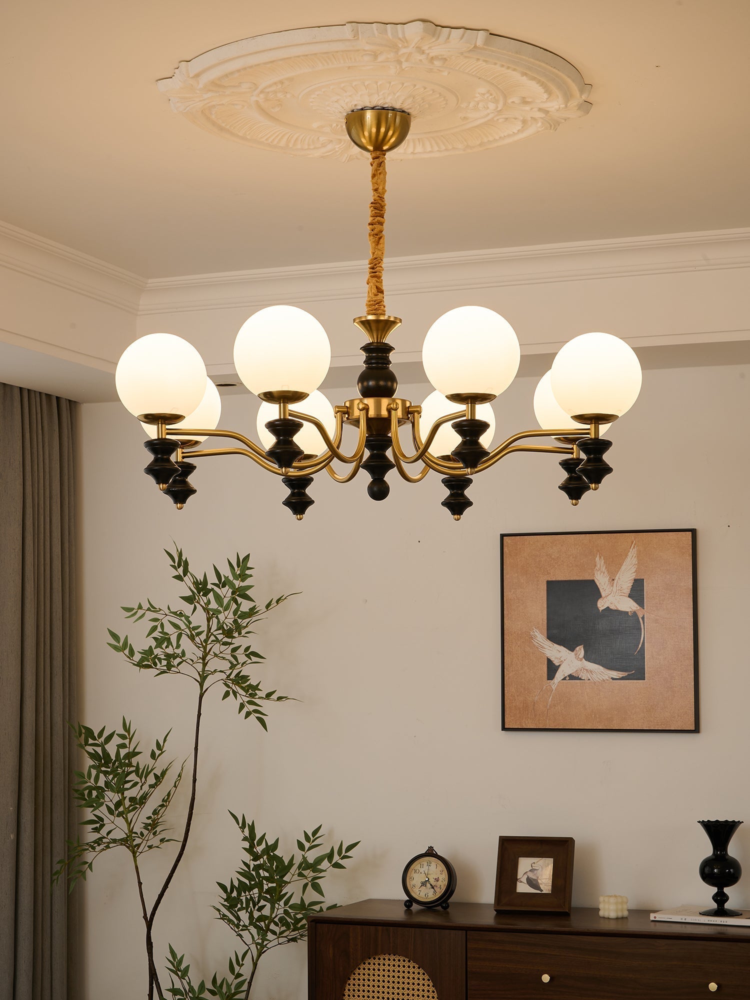 Ordore Traditional Elegance Vintage Wood Chandelier-Neutral Decor