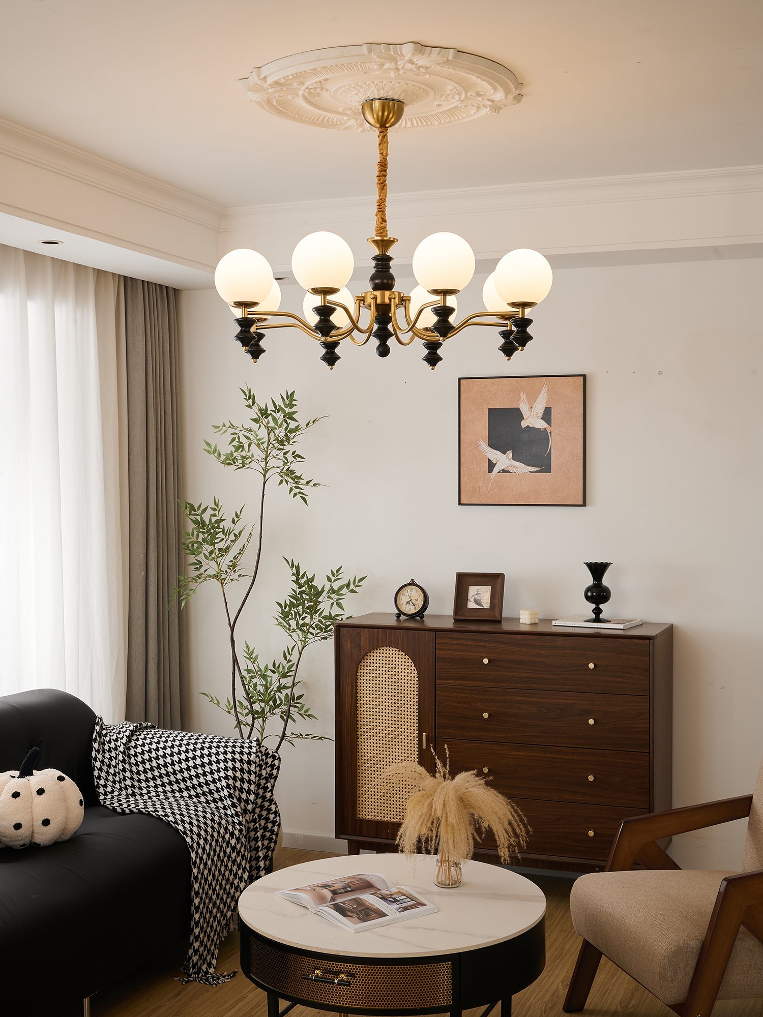 Ordore Traditional Elegance Vintage Wood Chandelier-Neutral Decor