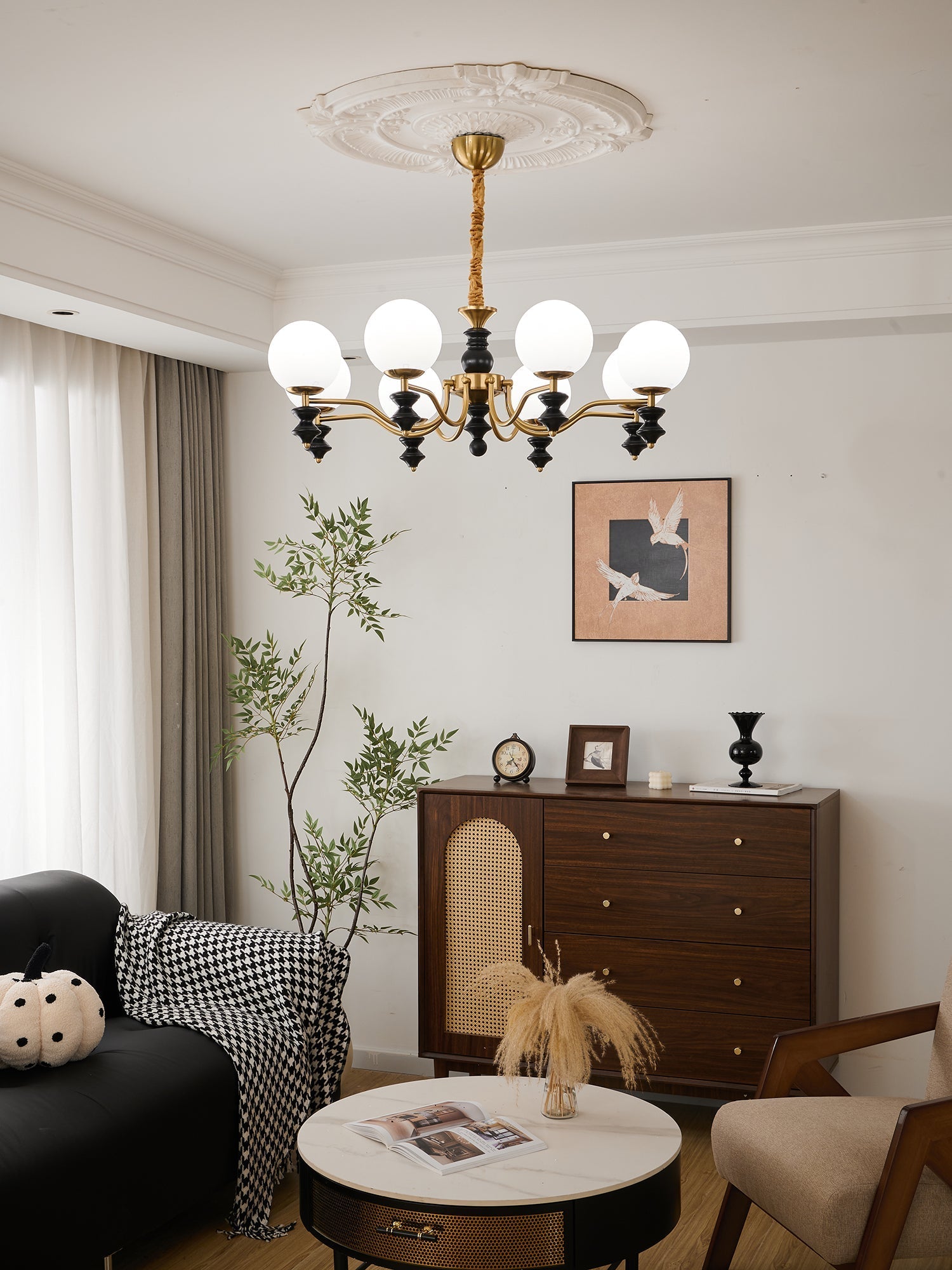 Ordore Traditional Elegance Vintage Wood Chandelier-Neutral Decor
